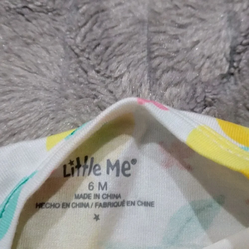 Little Me Baby Girls 6 Month Bamboo Lemon One Piece Sleeper Pajamas NWT